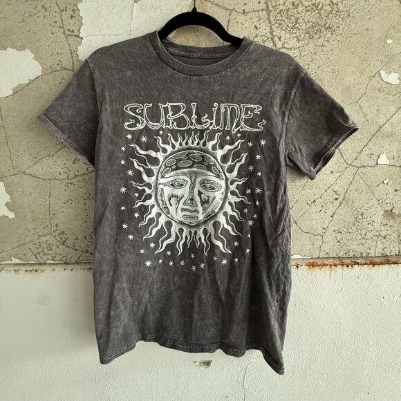Grunge Sublime Sun Band Tee Vintage Graphic T Shirt Charcoal Gray - Picture 2 of 4